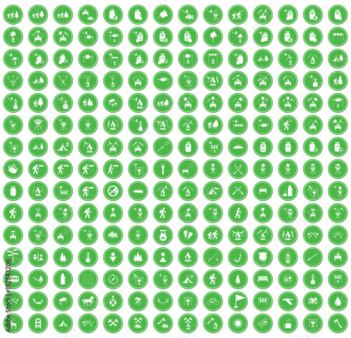 Set of camping equipment icons. Vector illustration