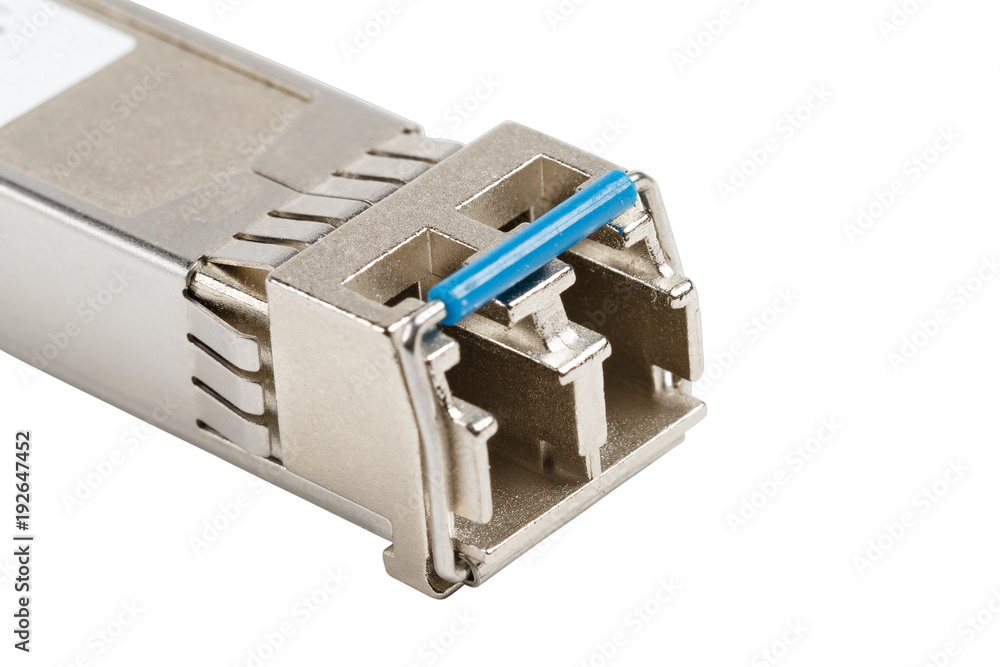 Optical module SFP isolated on white background Optical module SFP isolated on white background