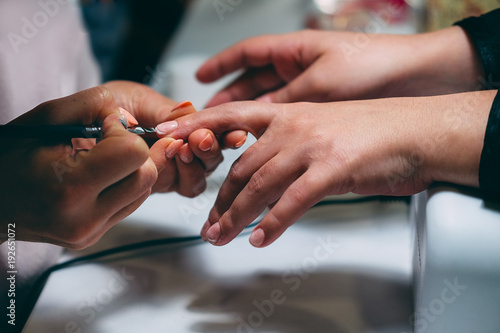 Gel nail extensions build up process