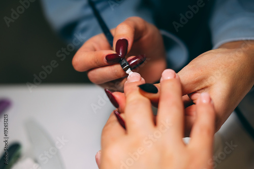 Gel nail extensions build up process