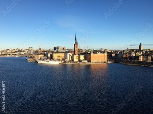 Stockholm, Blick auf die Altstadt, Gamla Stan, Hotelschiff, Kirche, Kalt, Dezember, Urlaub, Skandinavien