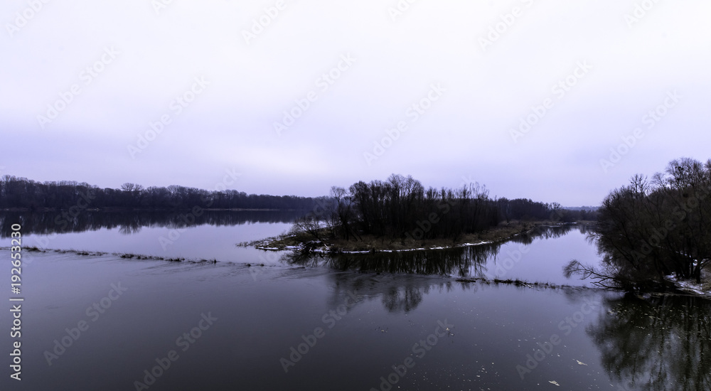 Vistula River in winter - Nowy Dwor Mazowiecki, Poland