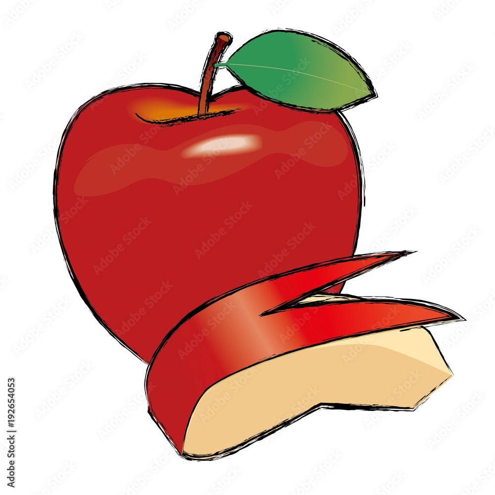 丸の林檎とウサギ形のリンゴのイラスト 線アリ 林檎の実 手描き風イラスト Stock ベクター Adobe Stock