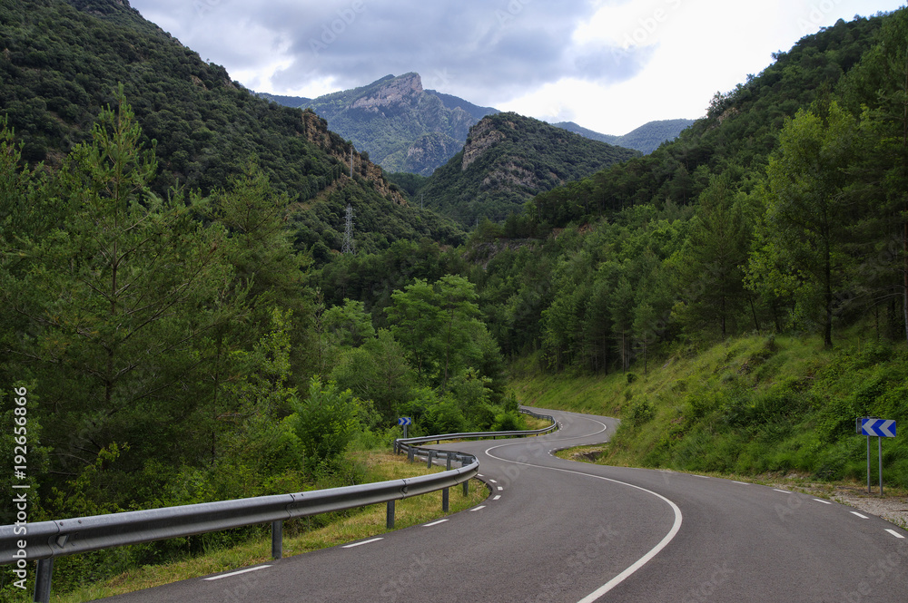 Road along the Lago Bonito, Cercs, Catalonia, Spain Road along the Lago Bonito, Cercs, Catalonia, Spain