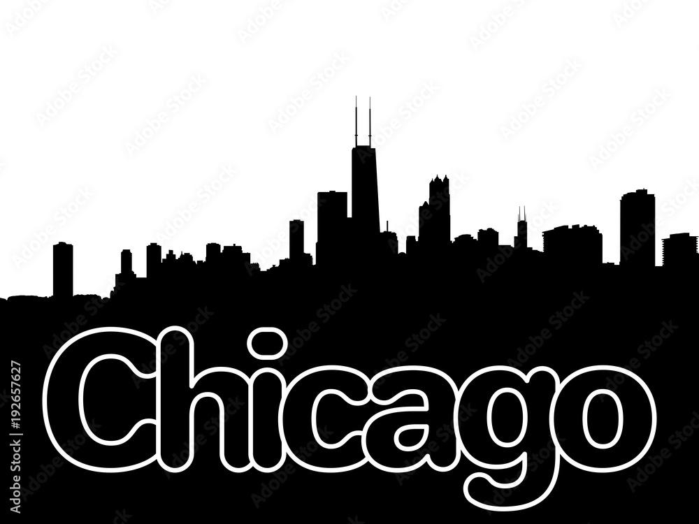Fototapeta premium Chicago skyline with overlapping text illustration