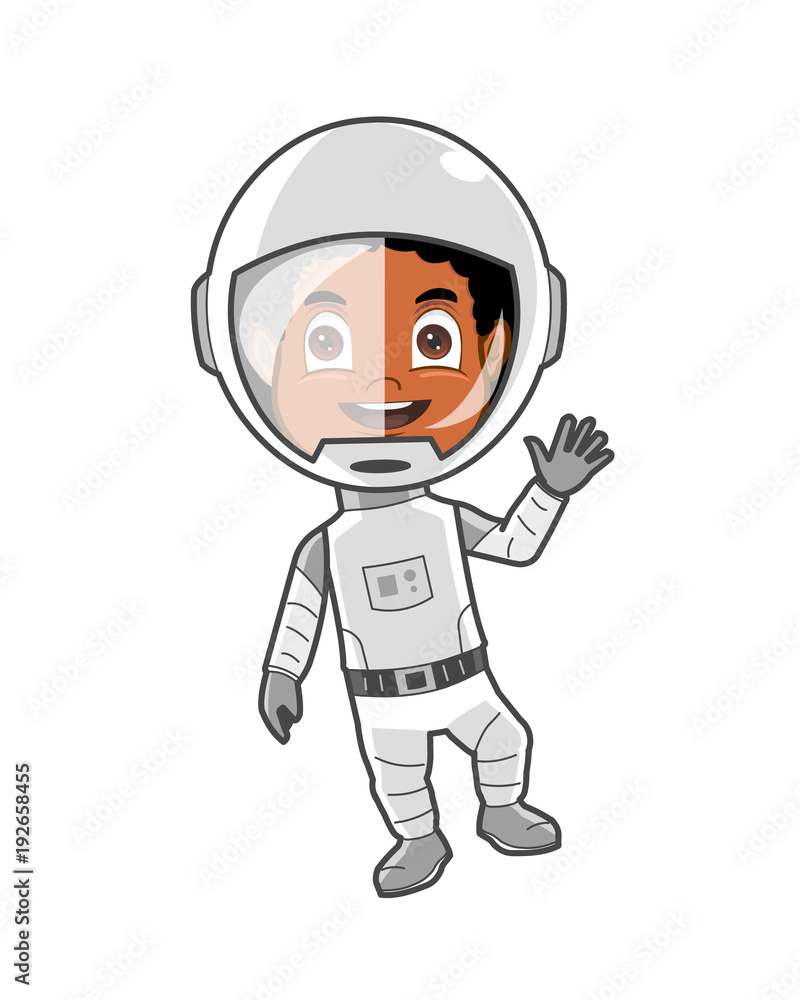 African american boy in space suit