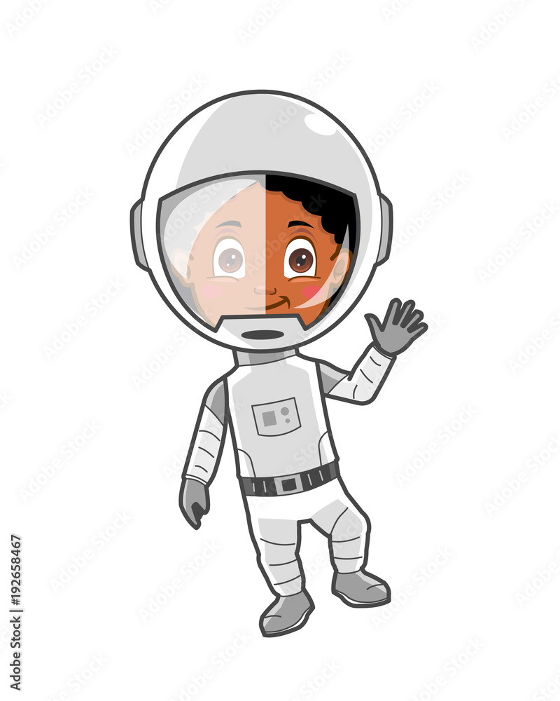 African american girl in space suit