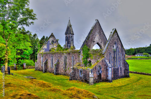 HDR Landscape of Toormakeady Church, Lough Mask County Mayo in Ireland.