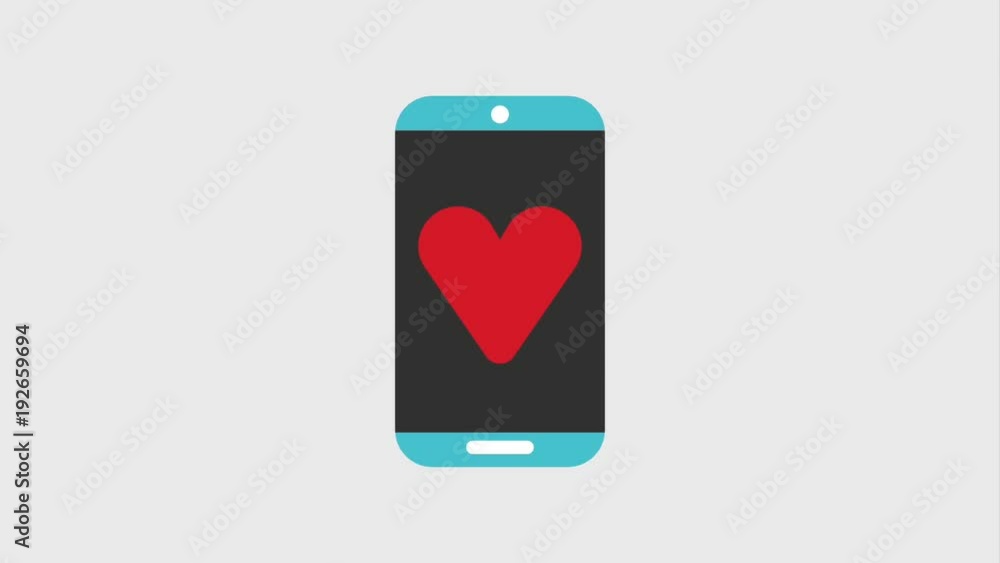 cellphone or smartphone with heart on screen icons animation design cellphone or smartphone with heart on screen icons animation design