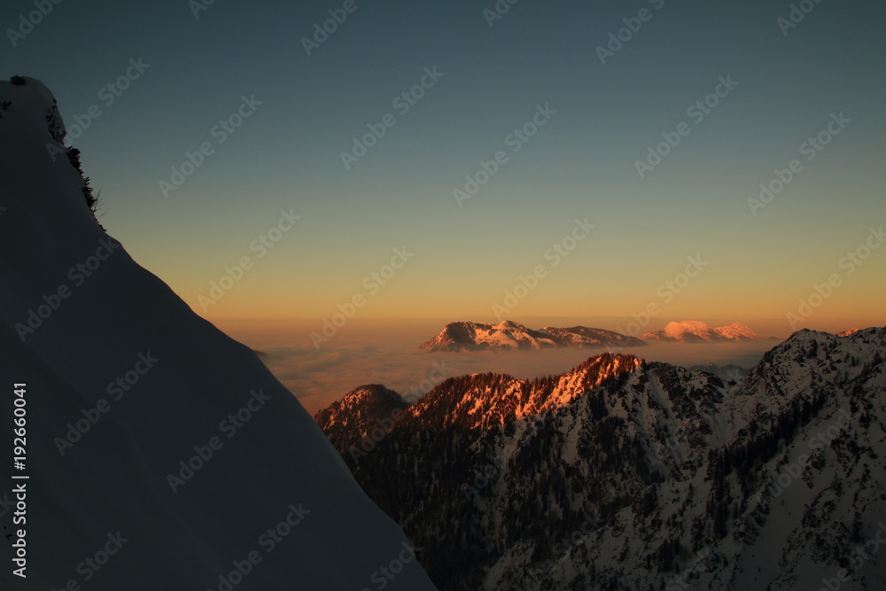 Sonnenuntergang in den Chiemgauer Alpen