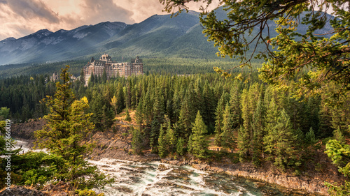 Autumn at the Fairmont Banff  Springs Hotel with the Bow River photo