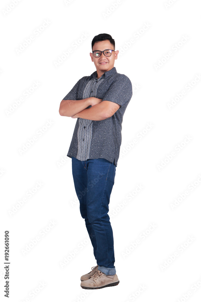 Young Asian Man Standing Wearing Batik Shirt Young Asian Man Standing Wearing Batik Shirt