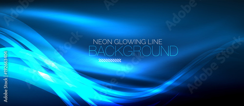Neon blue elegant smooth wave lines digital abstract background