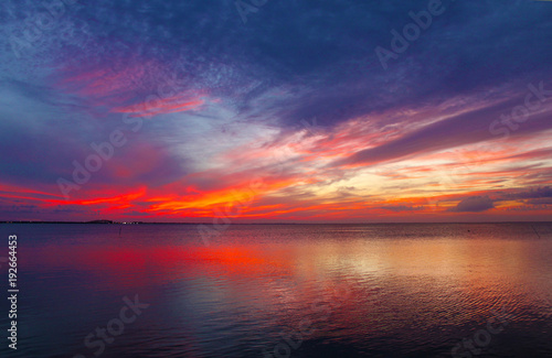 Fototapeta Naklejka Na Ścianę i Meble -  Sunset off South Padre Island looking toward the Mainland