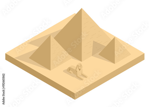 Isometric Mayan pyramid isolated on white. Vector travel banner. The teotihuacan pyramids in Mexico, North America. Ancient stepped pyramids.