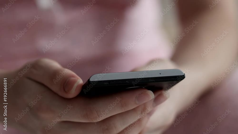 Woman Hand Holding And Using Mobile Phone Woman Hand Holding And Using Mobile Phone