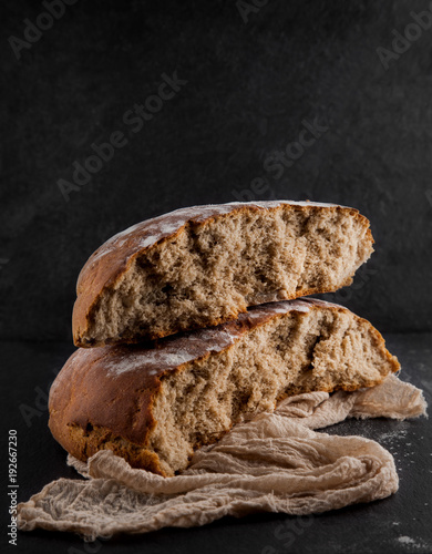 freshly baked rye, sourdough bread, rustic studio picture, can be used as background