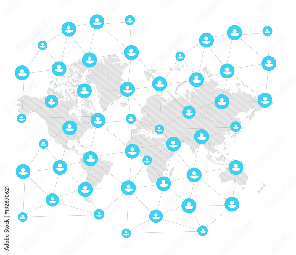 Global communication illustration. Avatars of people connected Global communication illustration. Avatars of people connected