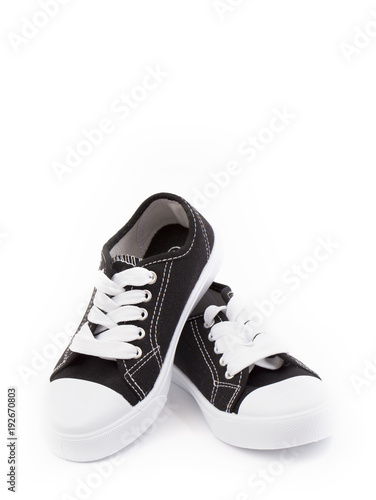 Classic Black Shoes Sneakers on a White Background