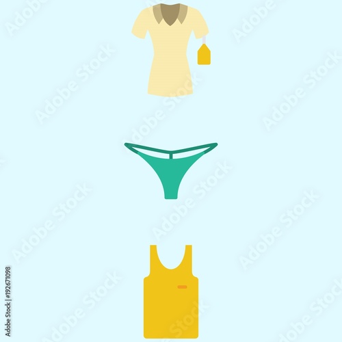 Icons about Women Clothes with thong, sleeveless and shirt