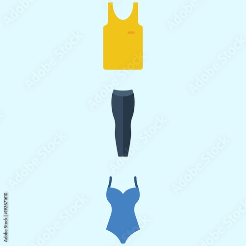 Icons about Women Clothes with trousers, sleeveless and swimsuit
