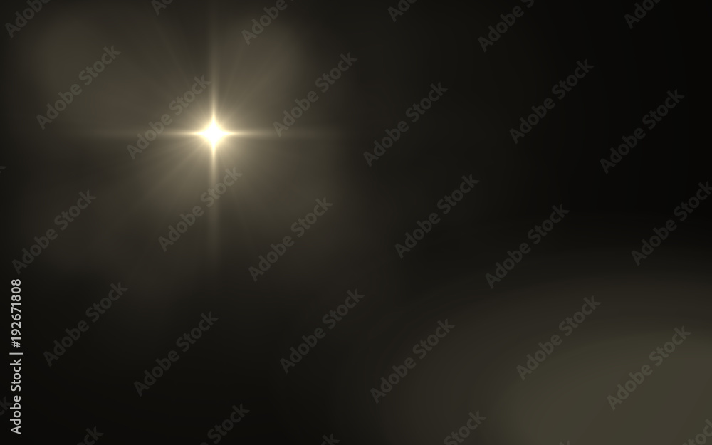Abstract Lens Flare dusty with black background.Modern abstract beautiful rays light streak background.Gold sun light flare effect - obrazy, fototapety, plakaty 