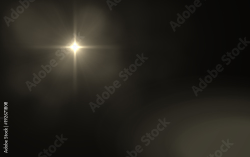 Abstract Lens Flare dusty with black background.Modern abstract beautiful rays light streak background.Gold sun light flare effect