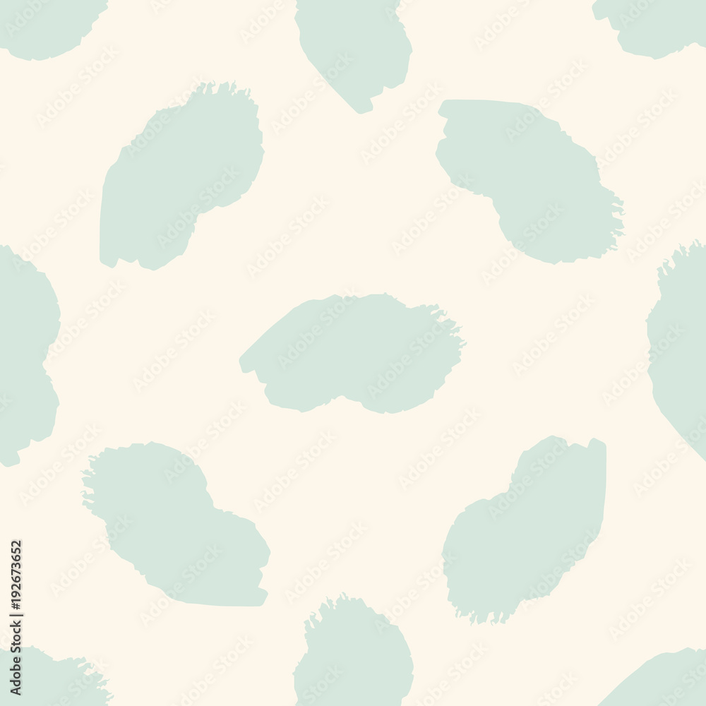 Grunge polka dot. Grungy dotted seamless pattern. Textured circles on beige background. Vector illustration.