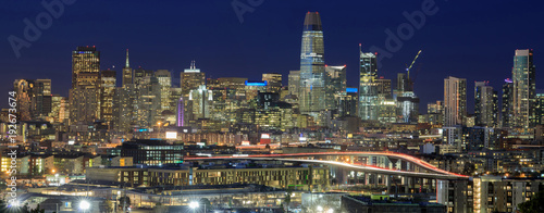 Highways to San Francisco. San Francisco Financial District Panorama as seen from Potrero Hill.