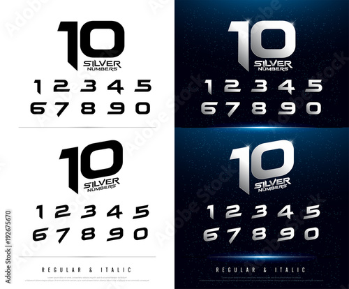 Technology alphabet silver metallic and effect designs for logo, Poster, Invitation. Exclusive Letters Typography italic font digital and sport concept. vector illustrator