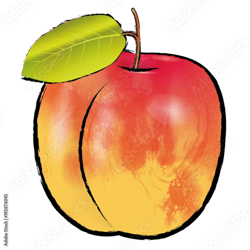 ウサギの形のリンゴイラスト 線アリ 林檎の実 水彩風 手描き風イラスト 墨絵 Stock イラスト Adobe Stock