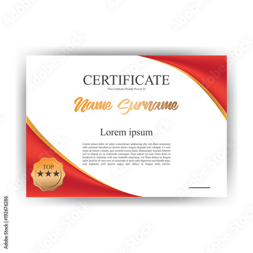 Certificate Landscape Red Template