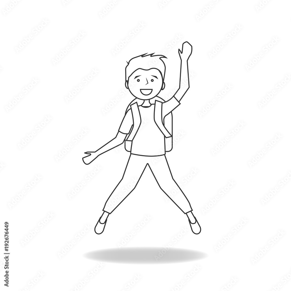 Fototapeta premium Jump Outlined Male student