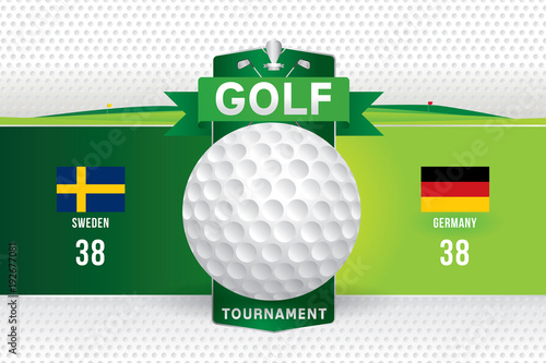 Vector of golf tournament with scoreboard.