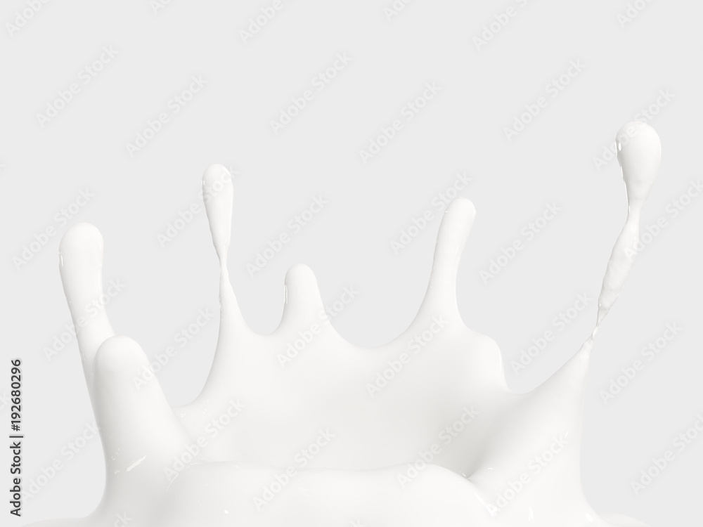 background dropsmilk isolated on White Background 3D rendering illustration for design milk white chocolate splash pouring milk