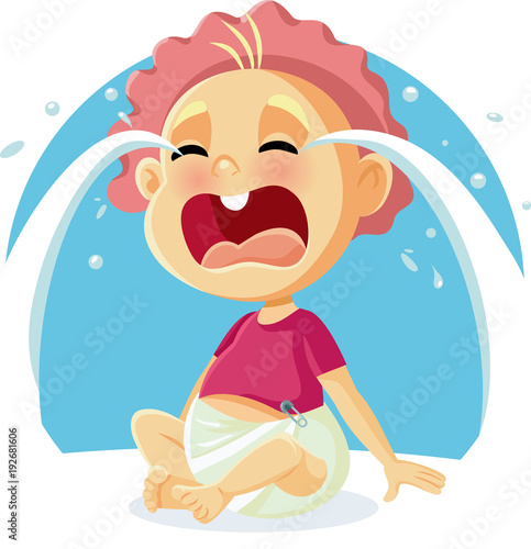 Funny Baby Crying Vector Cartoon Illustration