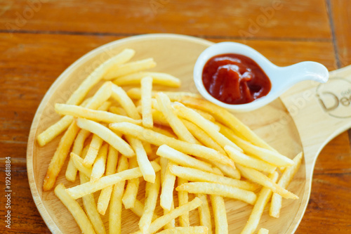 French fries with ketchup photo