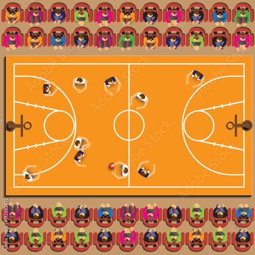 Basketball. View from above. Vector illustration.