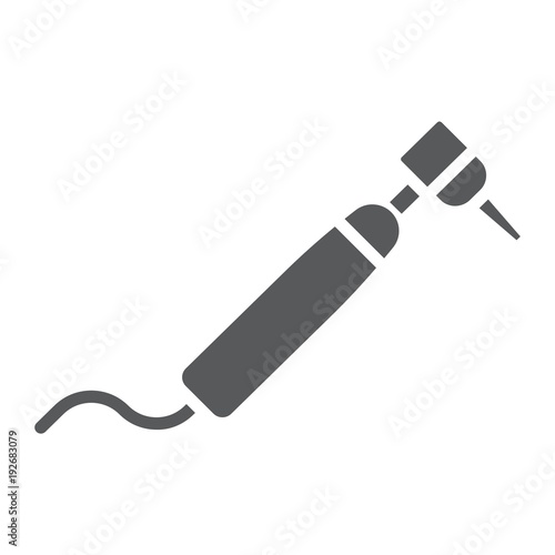 Dental drill glyph icon, stomatology and dental, dentistry sign vector graphics, a solid pattern on a white background, eps 10.