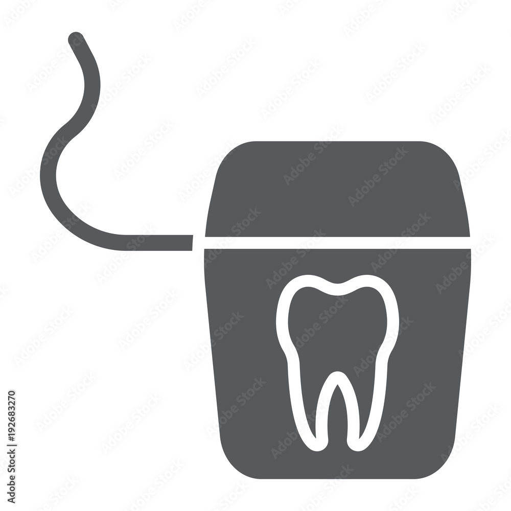 Dental floss glyph icon, stomatology and dental, clean sign vector graphics, a solid pattern on a white background, eps 10. Dental floss glyph icon, stomatology and dental, clean sign vector graphics, a solid pattern on a white background, eps 10.