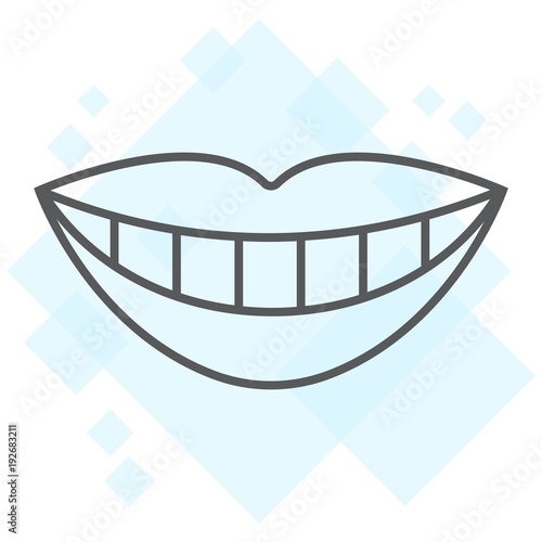 Smile with white tooth thin line icon, stomatology and dental, lips sign vector graphics, a linear pattern on a white background, eps 10.