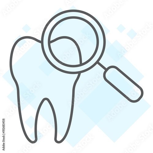 Dental check up thin line icon, stomatology and dental, magnifying sign vector graphics, a linear pattern on a white background, eps 10.