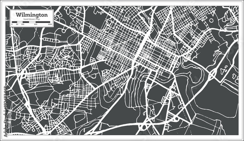 Wilmington USA City Map in Retro Style. Outline Map.