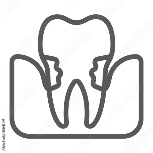 Periodontitis line icon, stomatology and dental, periodontal tooth sign vector graphics, a linear pattern on a white background, eps 10.