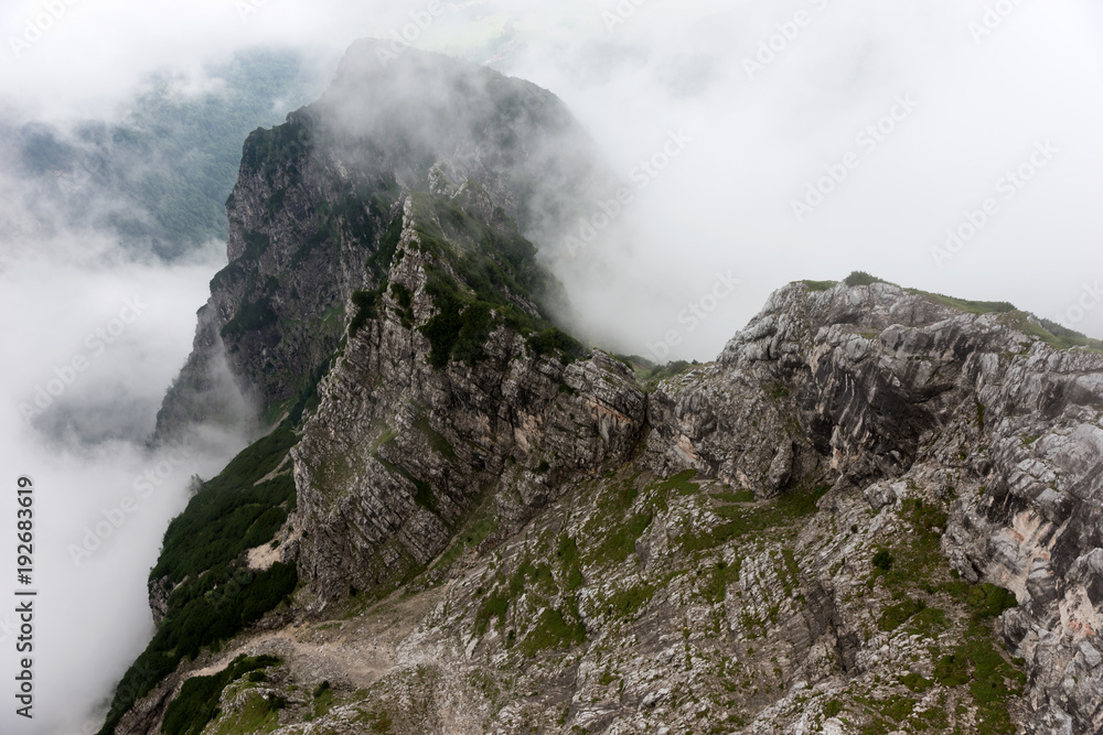 Mist in the mountains of the Bavarian Alps