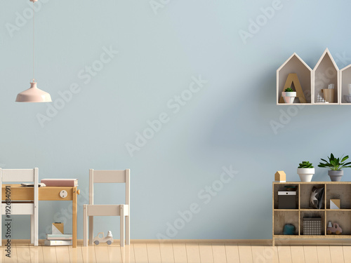 Pastel child's room. playroom. modern style. 3d illustration. Wall mock up