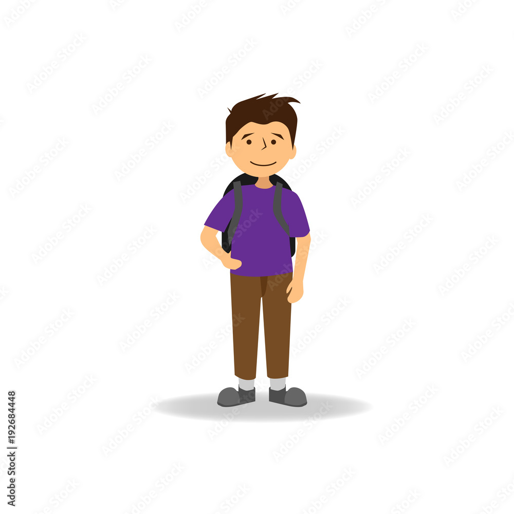 Male Student With Back Pack Vector