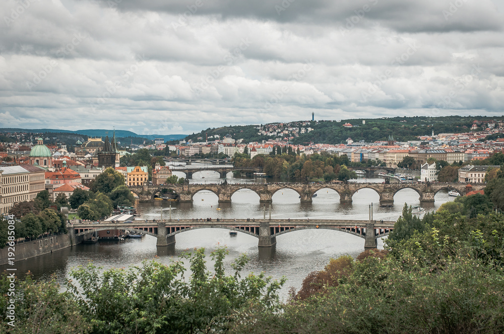 View of the bridges of old Prague