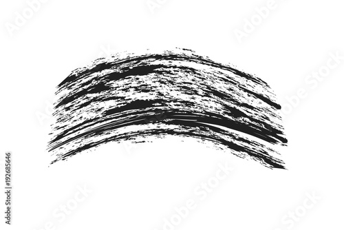 Mascara eyelashes brush stroke makeup isolated on white background. Vector black hand drawn lash scribble mascara texture swatch for fashion cosmetic makeup design.