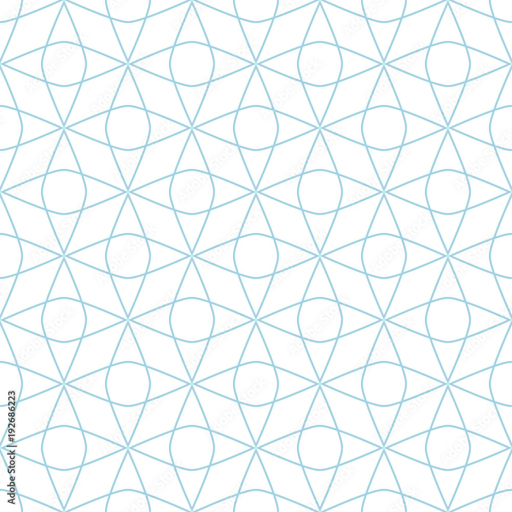 White and blue geometric ornament. Seamless pattern